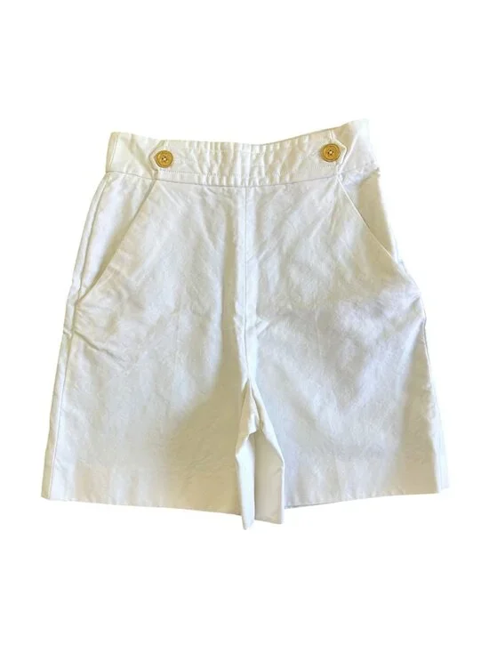 Vintage Yves Saint Laurent Women's Sz Small White High-Waist Cotton Shorts - Picture 1 of 12